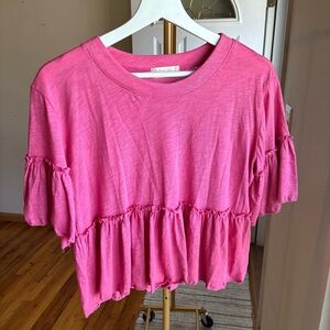 Altar'd State Pink Ruffle Peplum Crop Top